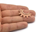 Gül Altın Güneş Kolye, 2 Halkalı 1 Gül Altın Kaplamalı Pirinç Dokulu Güneş Kolye (34,5x24x2,2 mm) E205 Q0527