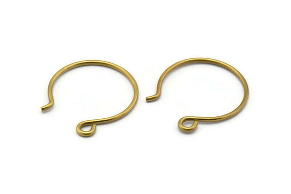 Brass Earring Wires, 50 Raw Brass Earring Wires With 1 Loop (24x22x1.2mm) BS 2138