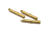 Brass Slide On End, 24 Raw Brass Slide On End Clasps for Seed Beads, Findings, Bracelets (30x4mm) BS 2121