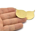 Brass Circle Pendant, 2 Raw Brass Circle Pendant With 1 Loop, Findings (39.5x29.5x1mm) BS 2043