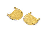 Semi Circle Pendant, 4 Raw Brass Semi Circle Blanks With 5 Holes  and 2 Loops (23x25x0.8mm) BS 2005