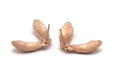 Rose Gold Maple Seed Earring, 2 Rose Gold Plated Brass Maple Seed Stud Earrings, Findings (27x16mm) N1603