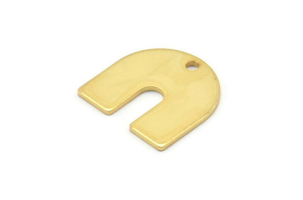 Gold U Shape Charm, 4 Gold Plated Brass U Shaped Charms With 1 Hole, Blank (15x0.80mm) M329