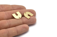 Gold U Shape Charm, 4 Gold Plated Brass U Shaped Charms With 1 Hole, Blank (15x0.80mm) M329