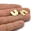 Gold U Shape Charm, 4 Gold Plated Brass U Shaped Charms With 1 Hole, Blank (15x0.80mm) M329