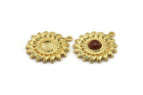 Gold Sunflower Charm, Gold Plated Brass Flower Charm Earrings With 1 Loop, Pendants, Earrings (25mm) N0808 Q0812