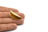 Half Moon Crimp, 8 Raw Brass Textured Ribbon Crimp End With 1 Loop, Findings (36x18mm) BS 2000