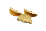 Half Moon Crimp, 8 Raw Brass Textured Ribbon Crimp End With 1 Loop, Findings (36x18mm) BS 2000
