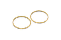 Brass Circle Connectors, 24 Raw Brass Textured Circle Connectors (19x0.8x1mm) BS 2070