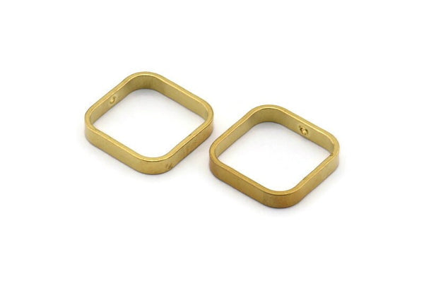 Pirinç Kare Charm, 1 Delikli 12 Ham Pirinç Kare Bağlantı Parçası, Minimalist Kolye Parçaları (16,5x2,9x0,9 mm) BS 2343