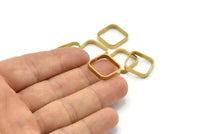 Brass Square Charm, 12 Raw Brass Square Connectors With 1 Hole, Minimalist Necklace Findings (16.5x2.9x0.9mm) BS 2343