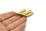 Brass Cutted Bead, 12 Raw Brass Cutted Large Curved Tubes (6x32mm) BS 2213