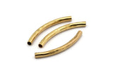 Hammered Noodle Bead, 24 Raw Brass Hammered Curved Tubes (4x45mm) BS 2212