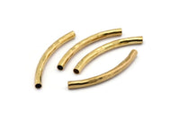 Hammered Noodle Bead, 24 Raw Brass Hammered Curved Tubes (4x45mm) BS 2212