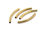Hammered Noodle Bead, 24 Raw Brass Hammered Curved Tubes (4x45mm) BS 2212