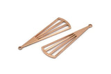 Rose Gold Triangle Charm, 6 Rose Gold Plated Brass Triangle Charms With 1 Hole, Pendants, Findings (39x12x0.80mm) D1173 Q0909