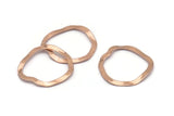 Rose Gold Circle Charm, 6 Rose Gold Plated Brass Wavy Circle Charms Without Hole, Earrings, Findings (26x25x0.60mm) D0715