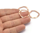 Rose Gold Circle Charm, 6 Rose Gold Plated Brass Wavy Circle Charms Without Hole, Earrings, Findings (26x25x0.60mm) D0715