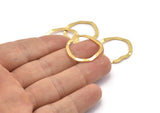 Gold Circle Charm, 6 Gold Plated Brass Wavy Circle Charms Without Hole, Earrings, Findings (26x25x0.60mm) D0715
