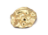 Gold Wavy Disc, 4 Gold Plated Brass Wavy Disc Charms With 1 Hole, Earrings, Pendants, Findings (29x26x0.60mm) D0801
