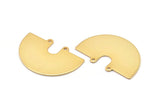 Semi Circle Charm, 2 Gold Plated Brass Semi Circle Charm Pendants With 2 Holes (33x22x0.80mm) D0669 Q0766