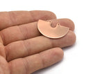 Semi Circle Charm, 2 Rose Gold Plated Brass Semi Circle Charm Pendants With 2 Holes (33x22x0.80mm) D0669 Q0766