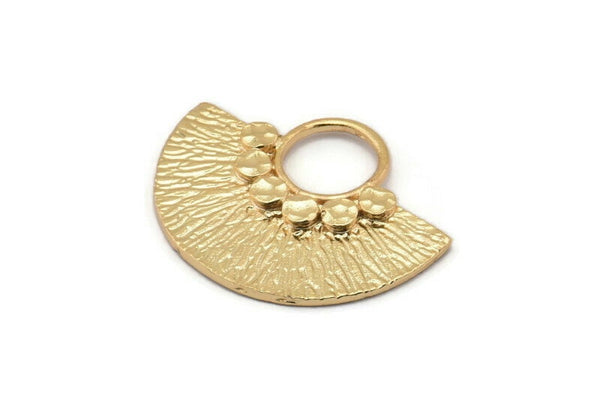 Semi Circle Pendant, 1 Gold Plated Brass Semi Circle  Pendants (32x25mm) N0392 Q0025