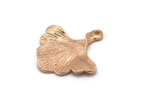 Ginkgo Leaf Pendant, 2 Rose Gold Plated Brass Leaf Charms (26x25mm) N0393 Q0096