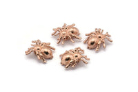 Rose Gold Spider Pendant, 3 Rose Gold Plated Spider Bracelet Finding, Pendants, Necklace Findings (14x13mm) N0353