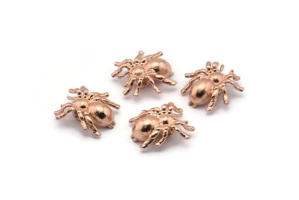 Rose Gold Spider Pendant, 3 Rose Gold Plated Spider Bracelet Finding, Pendants, Necklace Findings (14x13mm) N0353