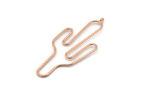 Wire Cactus Earring, 2 Rose Gold Lacquer Plated Brass Wire Cactus Earring Findings, Jewelry Supplies, Charms (64x28x1mm) Bs 1700 Q0111