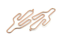 Wire Cactus Earring, 2 Rose Gold Lacquer Plated Brass Wire Cactus Earring Findings, Jewelry Supplies, Charms (64x28x1mm) Bs 1700 Q0111