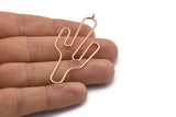 Wire Cactus Earring, 2 Rose Gold Lacquer Plated Brass Wire Cactus Earring Findings, Jewelry Supplies, Charms (64x28x1mm) Bs 1700 Q0111
