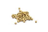 Tiny Square Cube, 200 Raw Brass Tiny Square Cube Space Beads (2mm) Brs 601-2 (b0072)