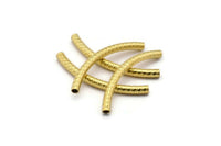Textured Noodle Bead, 12 Raw Brass Textured Curved Noodle Tubes (4x45mm) BS 2211