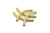 Textured Noodle Bead, 12 Raw Brass Textured Curved Noodle Tubes (4x45mm) BS 2211