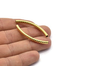 Textured Noodle Bead, 12 Raw Brass Textured Curved Noodle Tubes (4x45mm) BS 2211