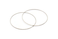 Silver Circle Connector, 12 Silver Tone Circle Connectors (60x0.80mm) BS 2412