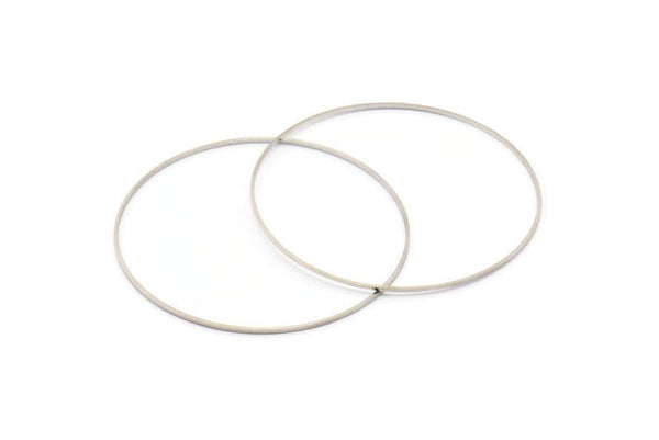 Silver Circle Connector, 12 Silver Tone Circle Connectors (60x0.80mm) BS 2412