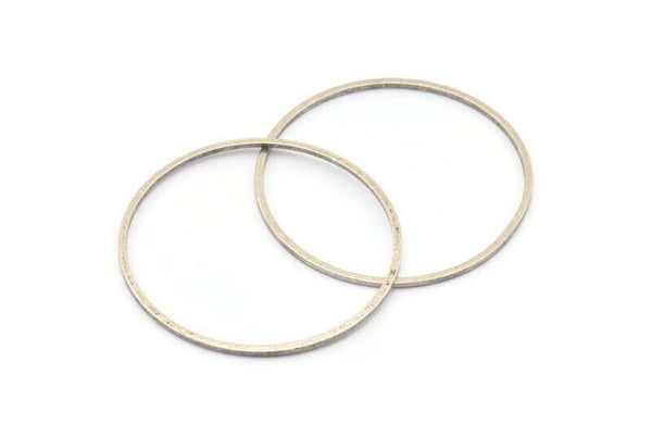 35mm Silver Rings - 12 Antique Silver Plated Brass Circle Connectors (35x1mm) Bs 1087 H0010