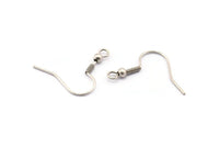 Silver Earring Hook, 24 Antique Silver Plated Brass Ear Wires, Earring Findings (18mm) Bs 1361 H0023