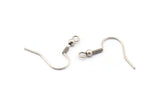 Silver Earring Hook, 24 Antique Silver Plated Brass Ear Wires, Earring Findings (18mm) Bs 1361 H0023