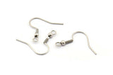 Silver Earring Hook, 24 Antique Silver Plated Brass Ear Wires, Earring Findings (18mm) Bs 1361 H0023
