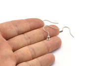 Silver Earring Hook, 24 Antique Silver Plated Brass Ear Wires, Earring Findings (18mm) Bs 1361 H0023