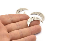 Çekiçle İşlenmiş Ay Hilal Charm, 2 Delikli 1 Antik Gümüş Kaplama Pirinç Çekiçle İşlenmiş Ay (30x8x1,2 mm) N0387 H0037