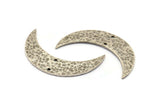 Antique Silver Hammered Moon Pendant, 2 Antique Silver Plated Brass Hammered Moons with 2 Holes (44x12mm) N0389 H0039