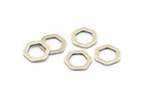 Pirinç Altıgen Charm, 12 Antik Gümüş Kaplama Pirinç Altıgen Halka (12x2x1mm) D0056 H0026