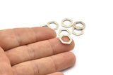 Pirinç Altıgen Charm, 12 Antik Gümüş Kaplama Pirinç Altıgen Halka (12x2x1mm) D0056 H0026