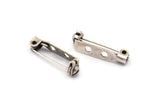 Gümüş Broş İğnesi, 20 Antik Gümüş Kaplama Pirinç Broş İğnesi Arka Taban Güvenlik İğneleri 2 Delikli (21 mm) A0421 Q0480