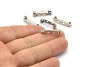 Gümüş Broş İğnesi, 20 Antik Gümüş Kaplama Pirinç Broş İğnesi Arka Taban Güvenlik İğneleri 2 Delikli (21 mm) A0421 Q0480